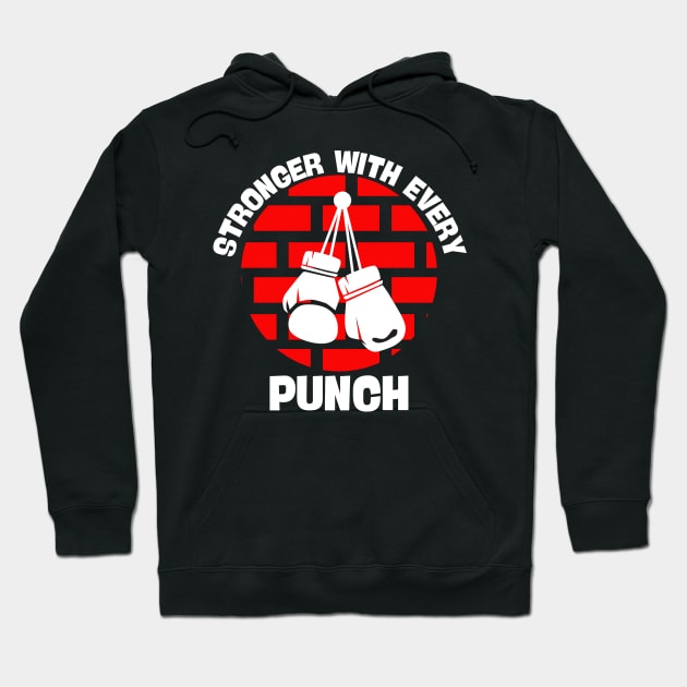 Stronger with every punch, dark Hoodie by CoffeeBeforeBoxing